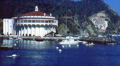 Wrigley theatre and harbour at Santa Cataline Island.