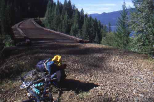Steel & timber trestle.