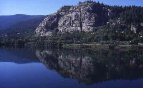 Looking west over Columbia River at west end of Castlegar.