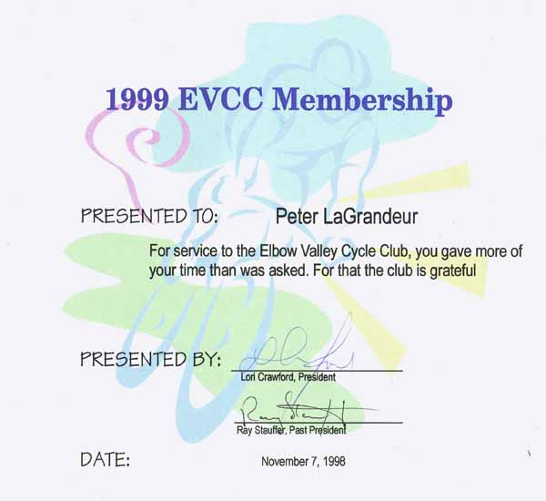 Peter's EVCC 1999 Membership.