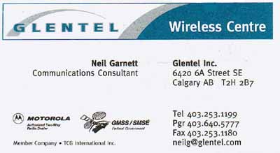 Glentel Wireless - Neil Garnett's Card.