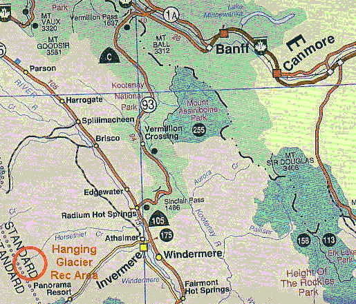 Access to Hanging Glacier Recreation Area From Banff/Calgary.