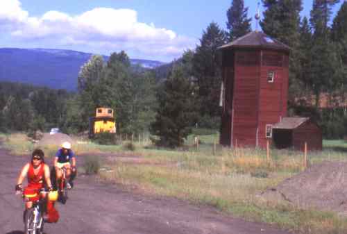 Patti (L) and Barb on rail trail at Brookmere.