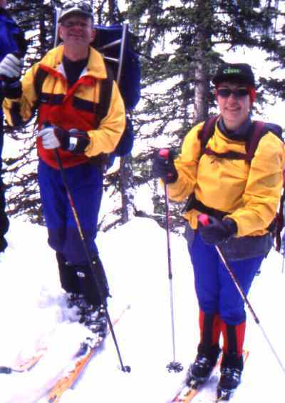 Roy and Ursula climbing from Lake O'Hara to the Opabin Plateau.