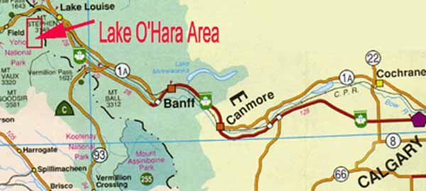 Lake O'Hara Access Road Map.