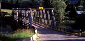 Bridge over Shuswap River near Ashton Creek.  Photo credit:  Peter LaGrandeur  July 1999.