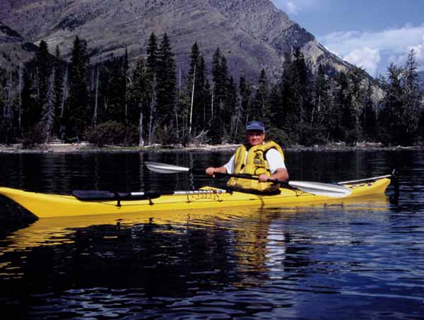 Peter Kayaking on Waterton Lake