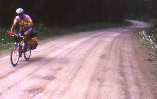 Vic riding Toby Creek forestry road.