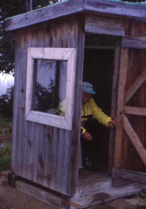Privy with view of telemark slope above.