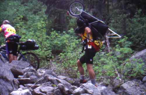 Scrambling up talus.