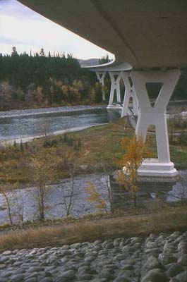 New Stoney Trail Bridge with Cycle Path Below