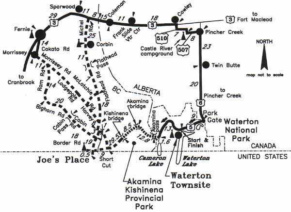 Map of Waterton Crowsnest Circuit.